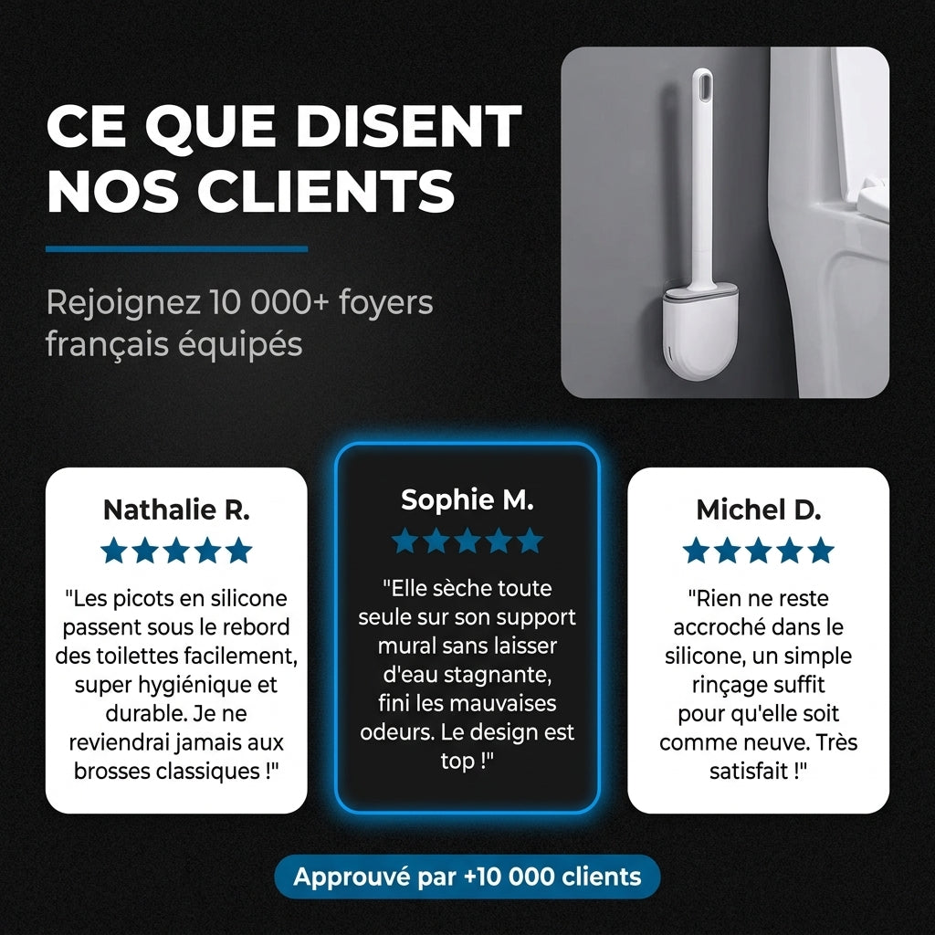 FlexiClean™ — Brosse de toilette en silicone souple pour un nettoyage hygiénique et sans effort