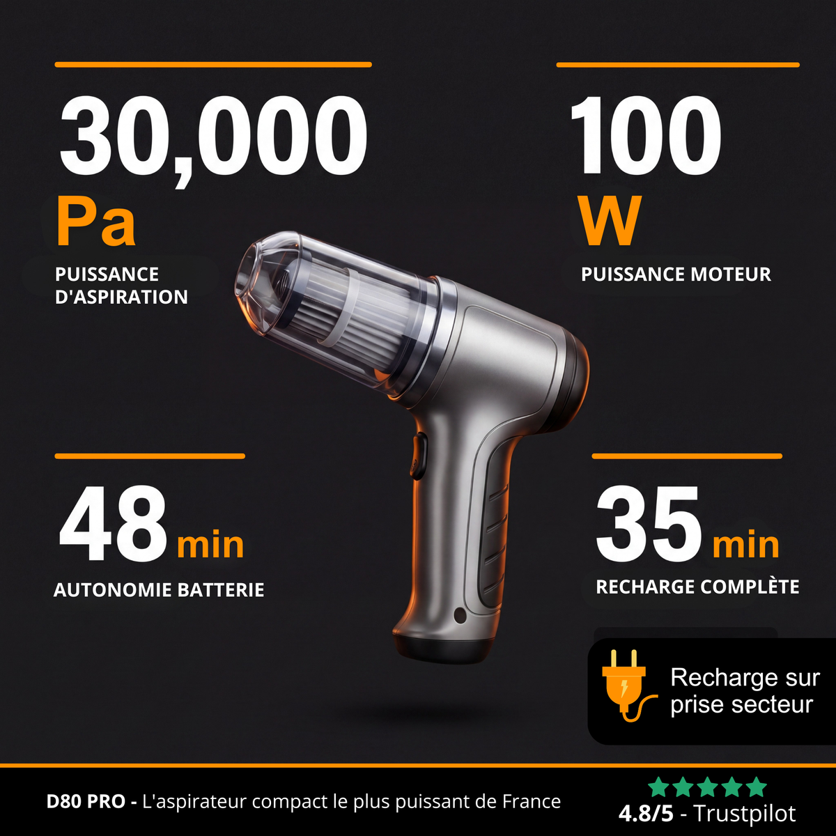 AutoClean™ — Aspirateur de voiture sans fil