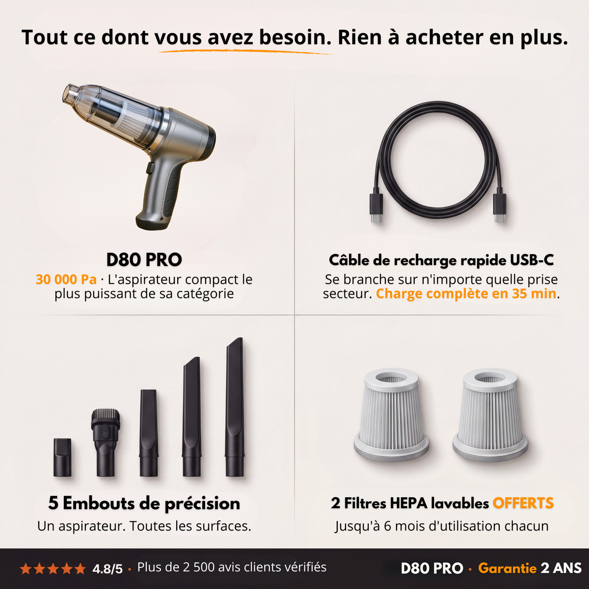 AutoClean™ — Aspirateur de voiture sans fil