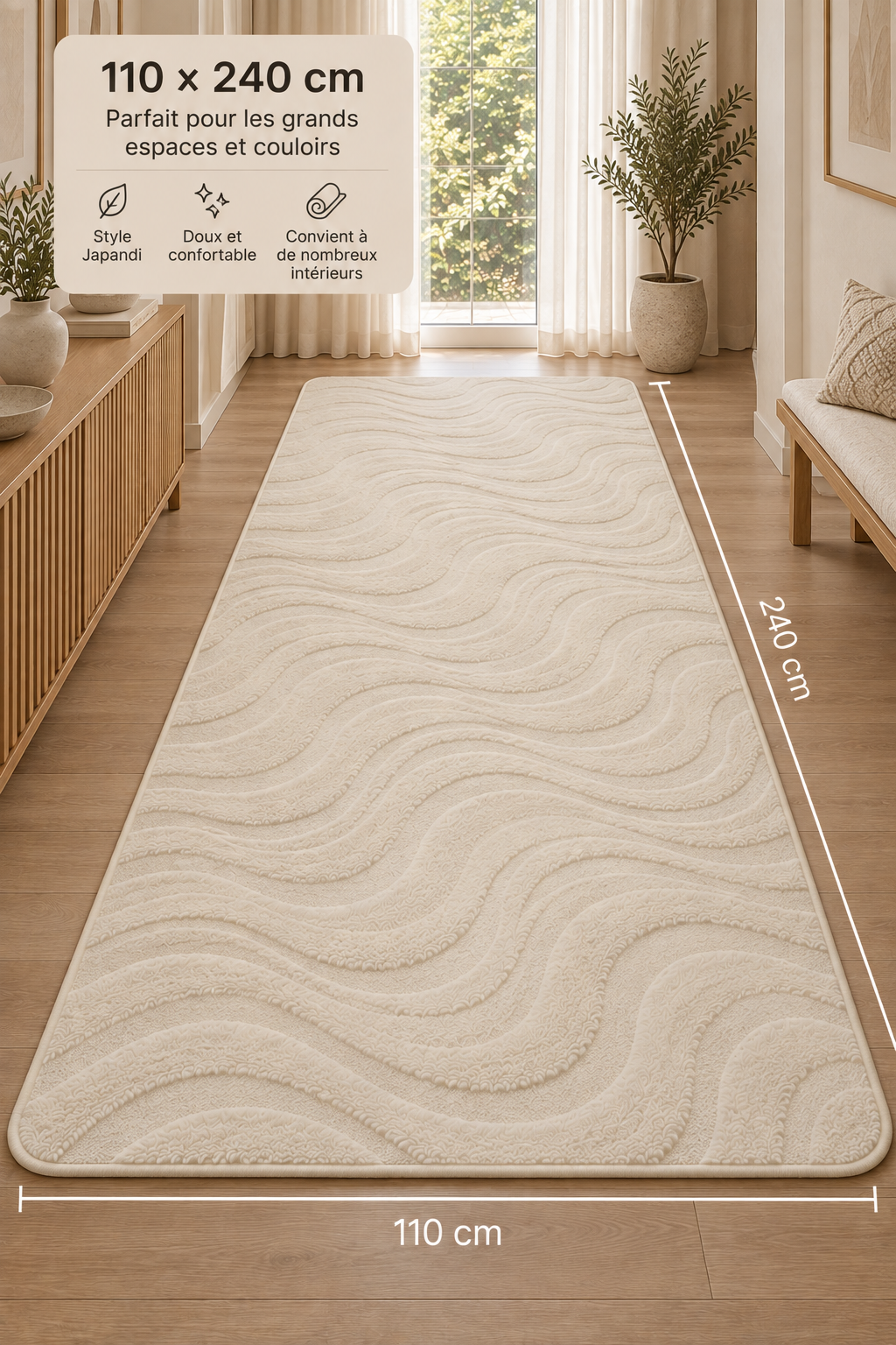 Velora™ — Tapis taupe japandi élégant et intemporel