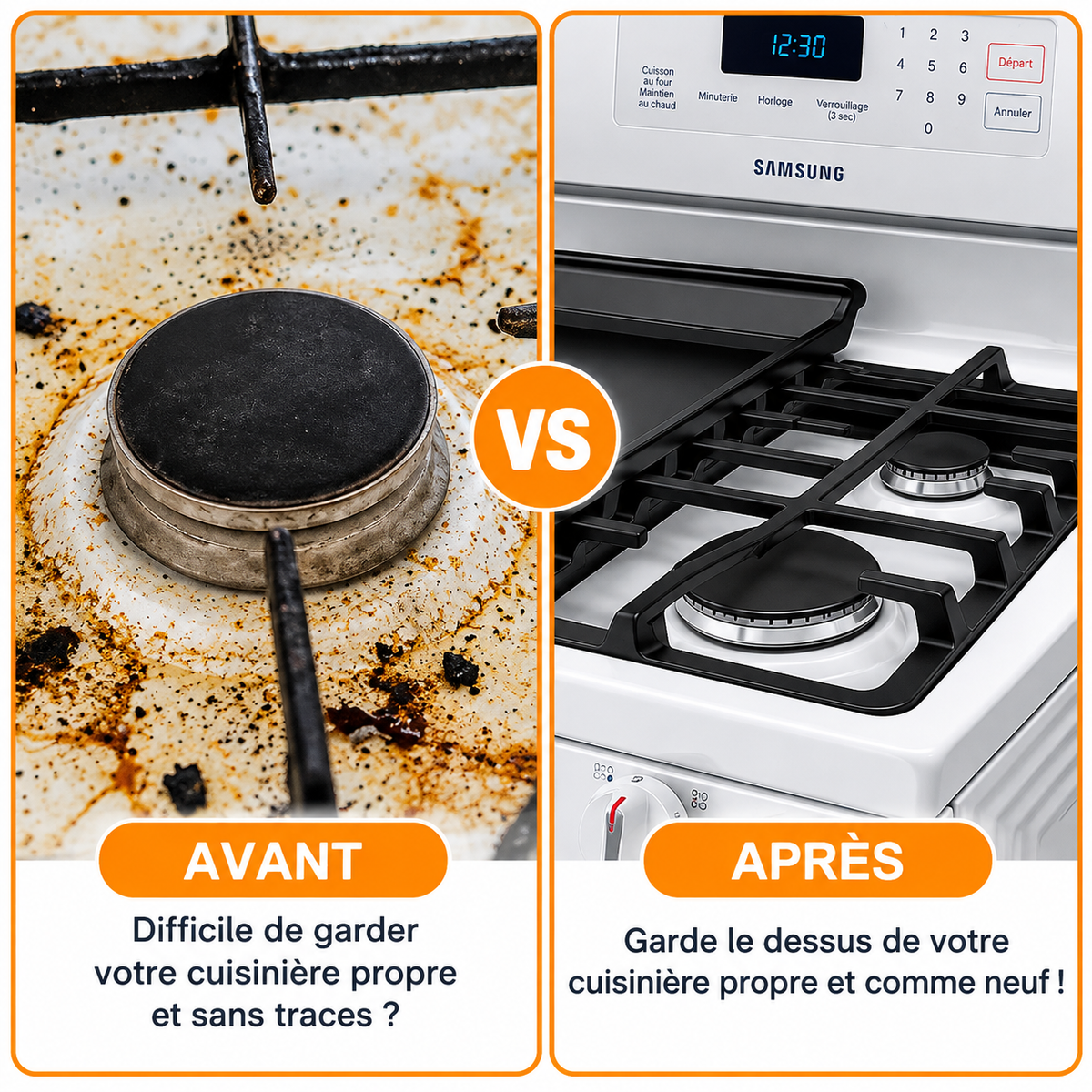FeuClean™ — Protections réutilisables pour brûleurs