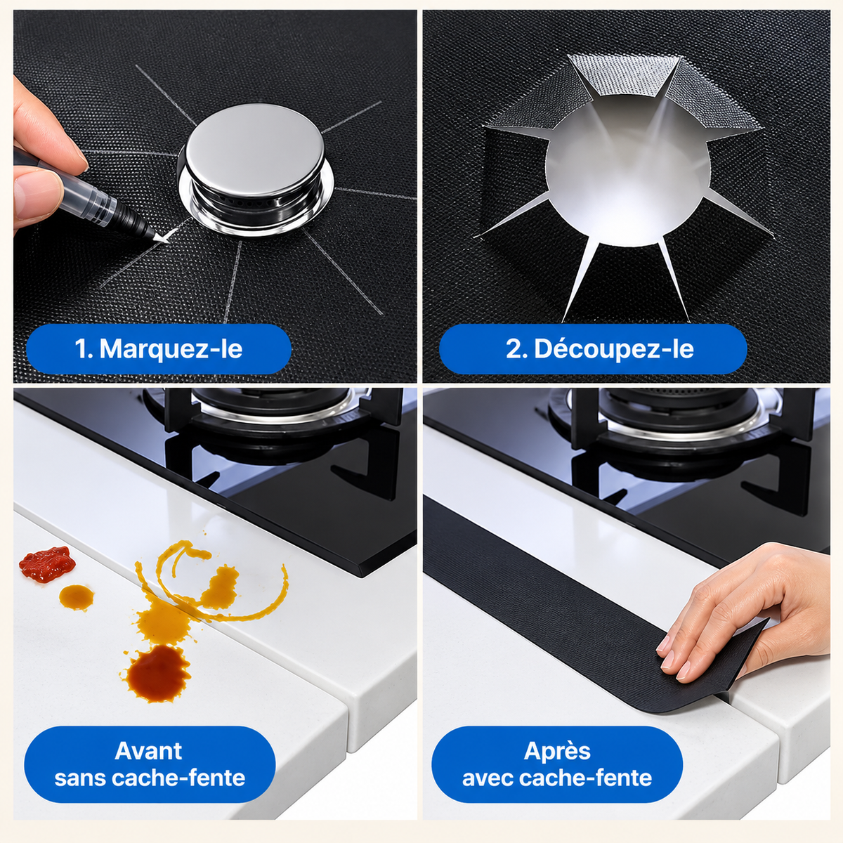 FeuClean™ — Protections réutilisables pour brûleurs