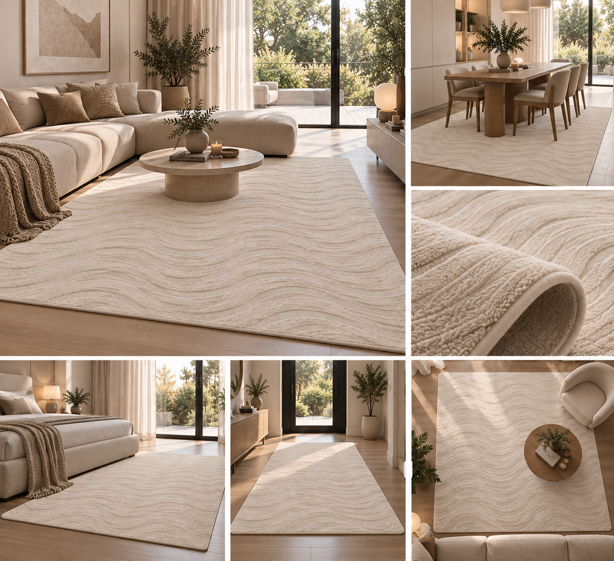 Velora™ — Tapis taupe japandi élégant et intemporel