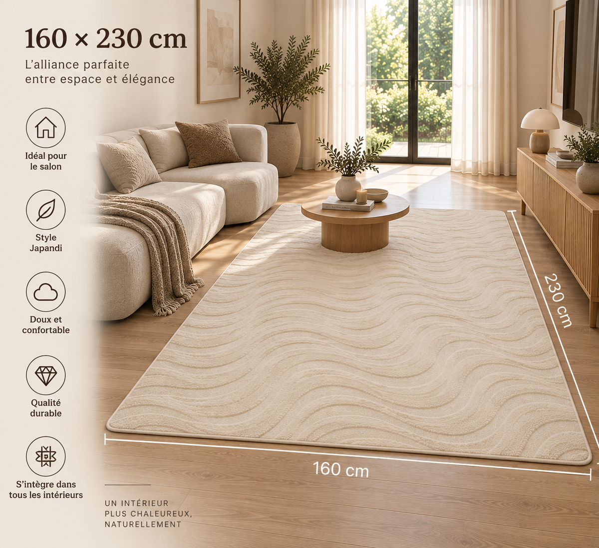 Velora™ — Tapis taupe japandi élégant et intemporel