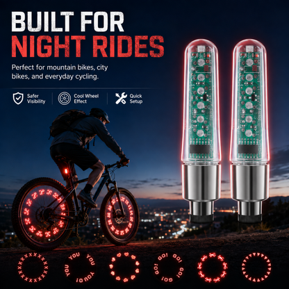 Vélocité™ — Lumières LED Colorées pour Valve de Vélo | Style et Sécurité lors de vos Trajets