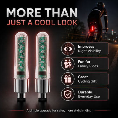 Vélocité™ — Lumières LED Colorées pour Valve de Vélo | Style et Sécurité lors de vos Trajets