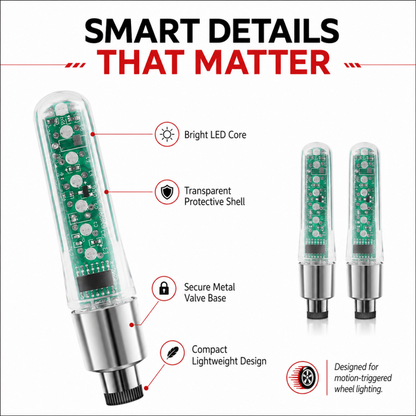 Vélocité™ — Lumières LED Colorées pour Valve de Vélo | Style et Sécurité lors de vos Trajets