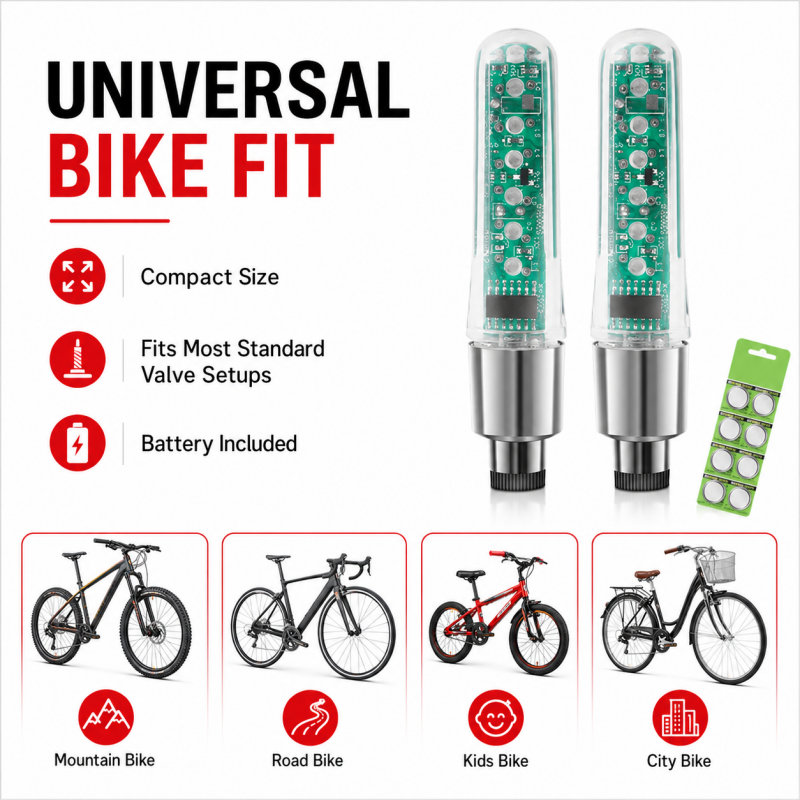 Vélocité™ — Lumières LED Colorées pour Valve de Vélo | Style et Sécurité lors de vos Trajets